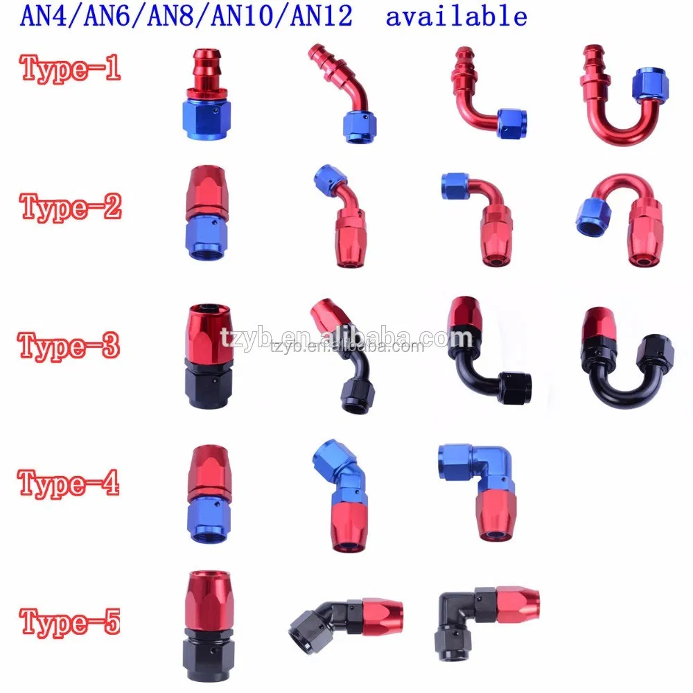 180 Degree An4 Red Blue Fittings an Swivel Hose End Fitting