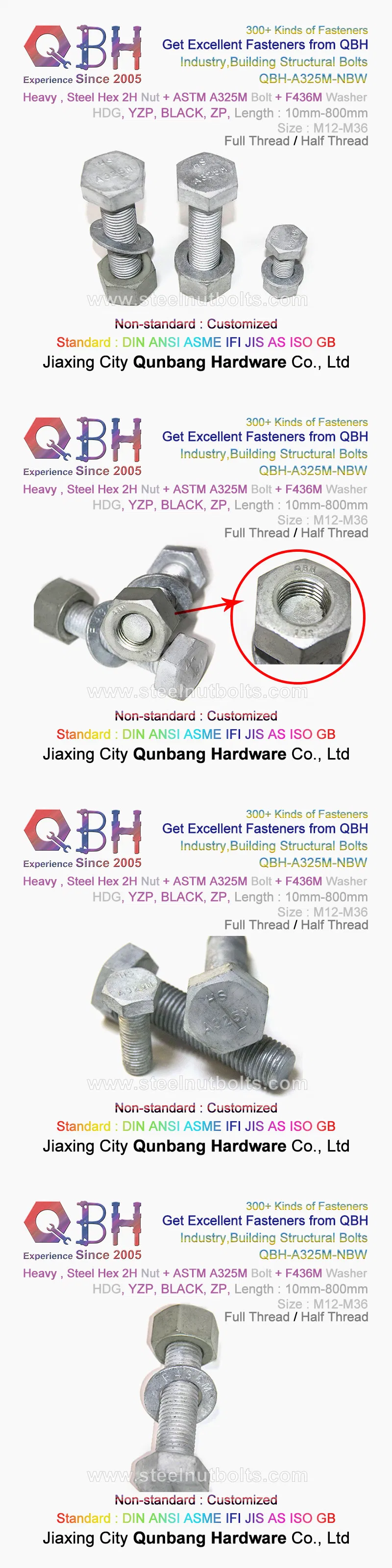 ASTM A325m A325 Bolt 2h Nut F436m Washer Assemblies with Plain Washers