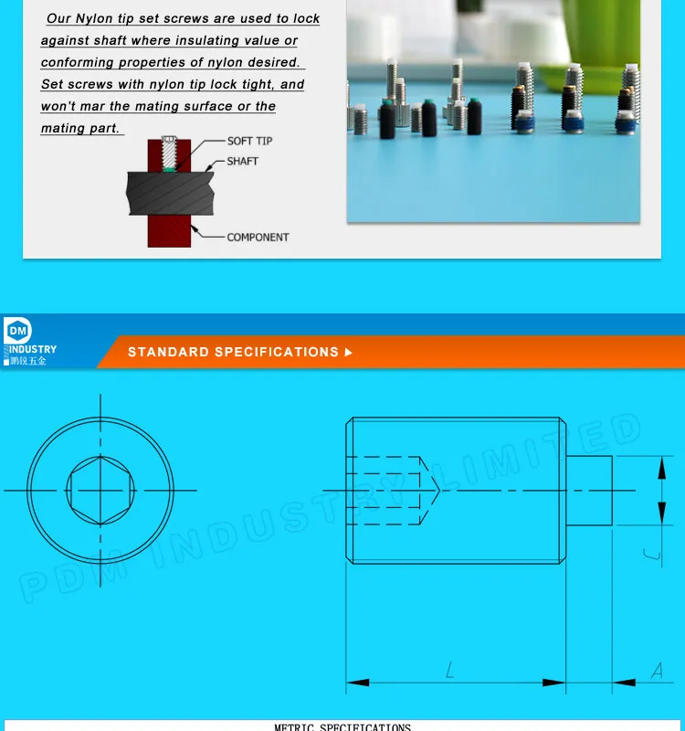 Black Oxide Steel Set Screw with Nylon Tip