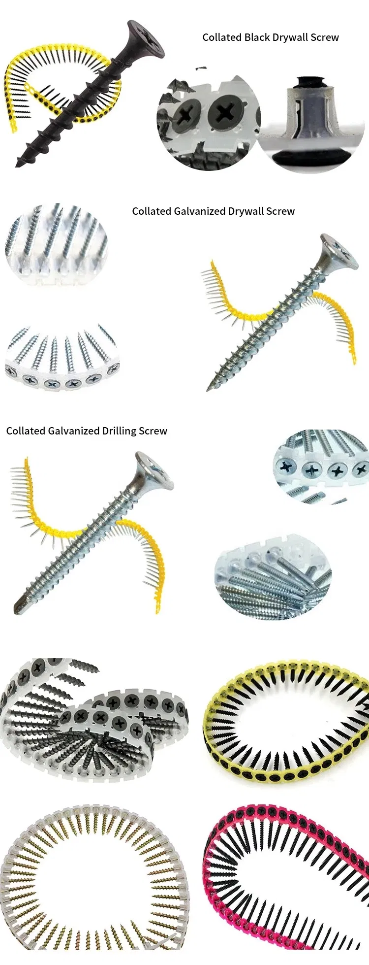Collated Tape Drywall Screw Gun Black Screw