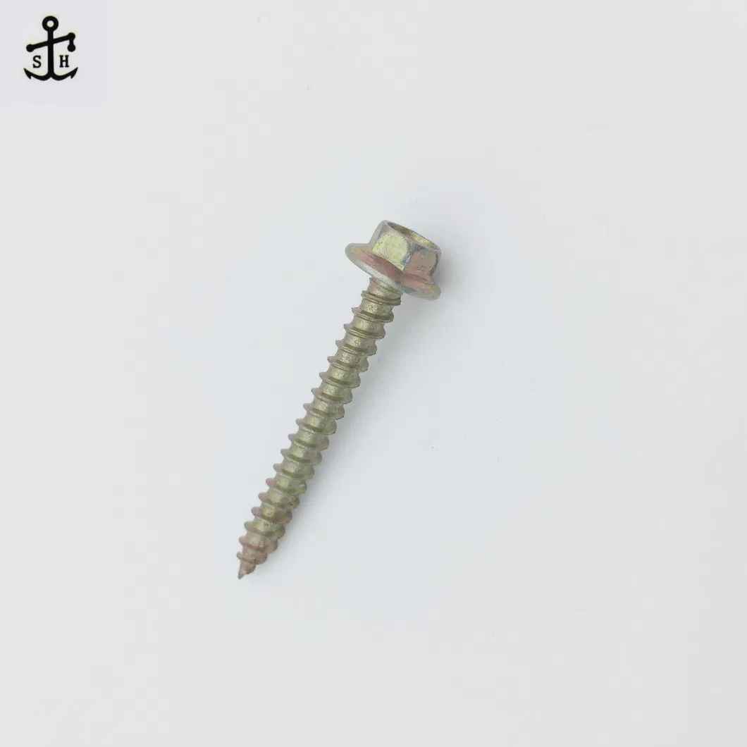 Color Yellow Zinc Plated Carbon Steel Wood Thread Special Non-Standard Hexagon Flange Screw Made in China