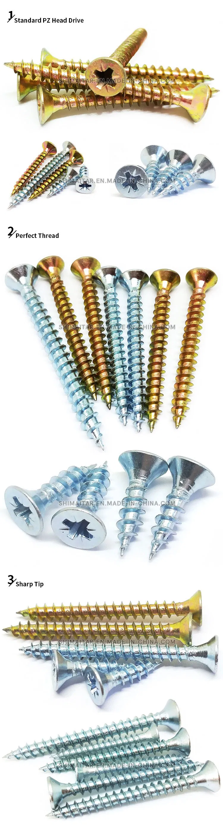 Customized DIN7505 China Spax Screws MDF Screw Double Chipboard Screw