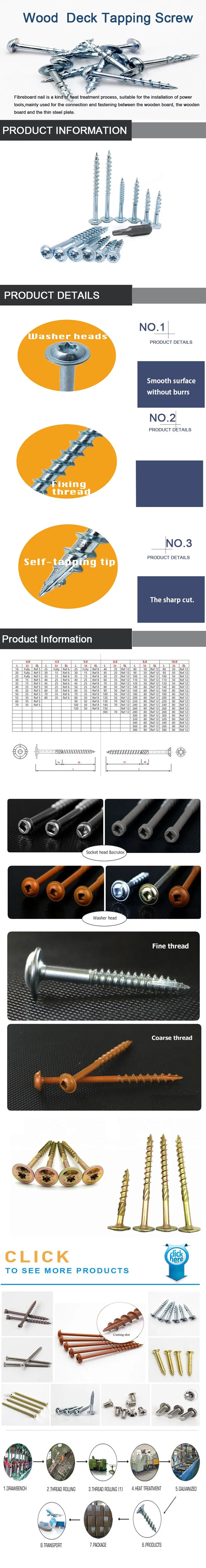 Fastener 1022A Yellow Zinc Roofing Tapping Screw Wood Deck Screw
