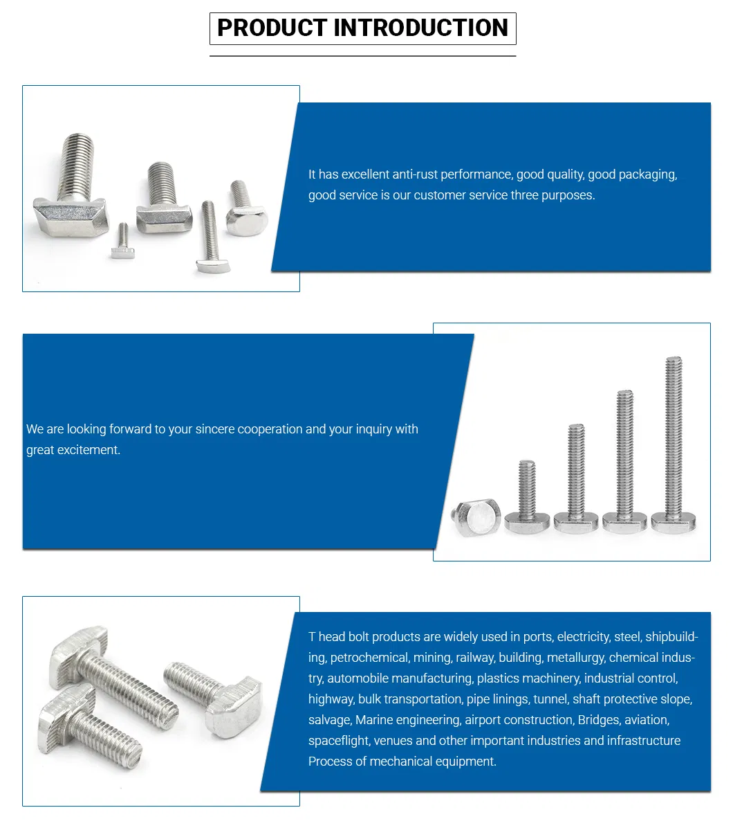 Full Thread 304 Stainless Steel T Head Bolt