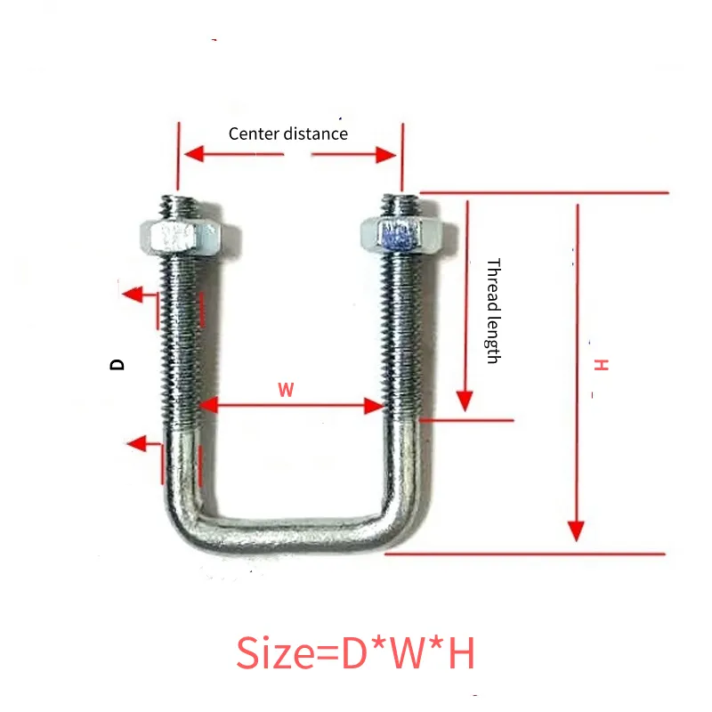 Galvanized Square U Bolts M8*92*80 GB Nut Matching