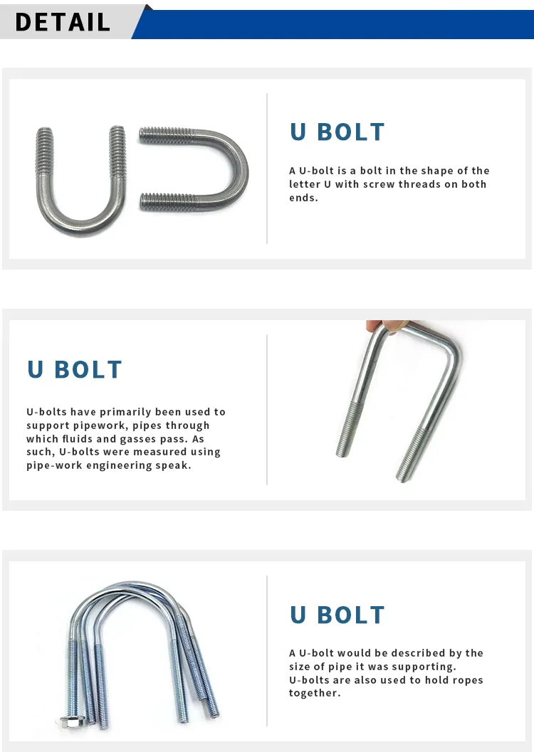 Galvanized Square U Bolts M8*92*80 GB Nut Matching