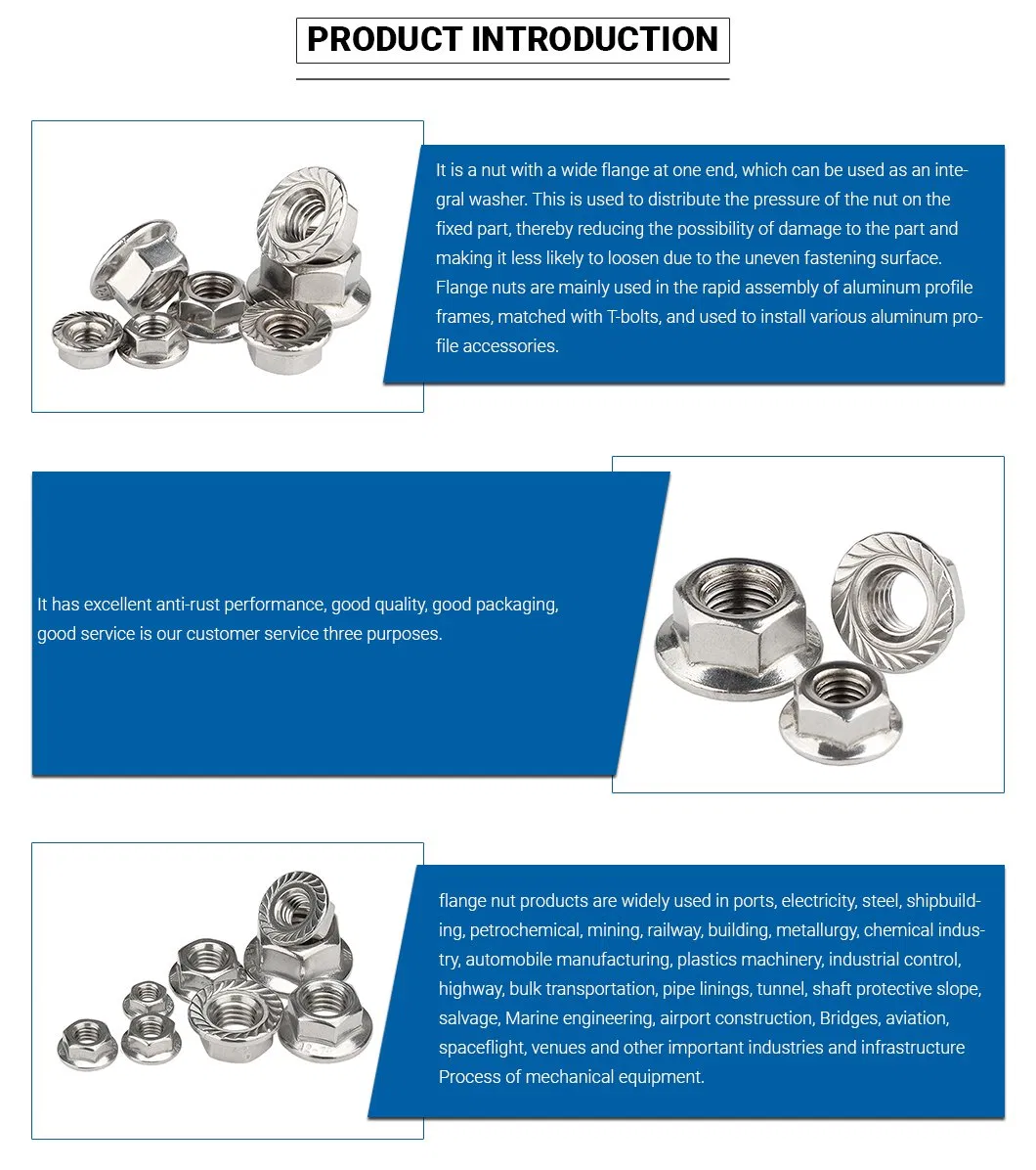 Hexagon Head with Stainless Steel 304 Hexagonal Flange Nut