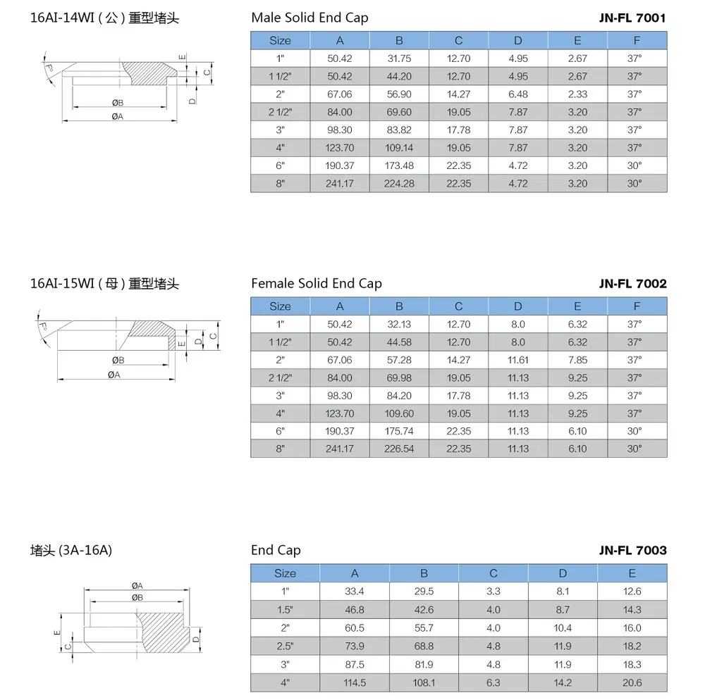Joneng Stainless Steel Food Processing Dome End Pipe Cap Valve (JN-FL 7002) Made in China