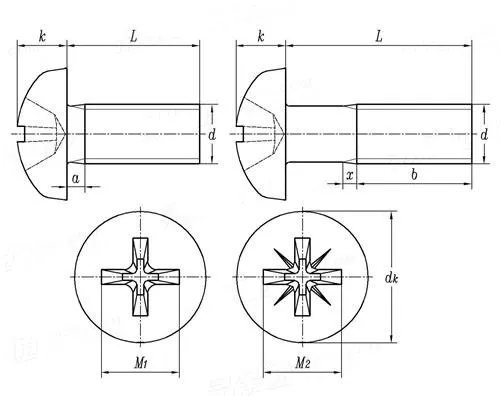 M5 Combo Brass DIN 7985 Phillips Pan Head Machine Screws GB 818