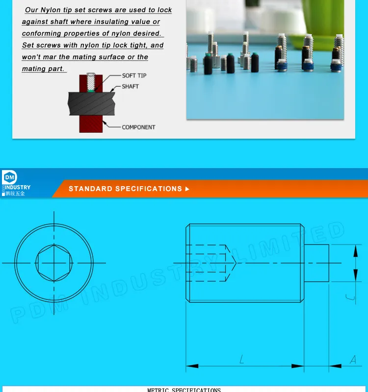 Plastic Nylon Tip Hex Socket Grub Set Screws