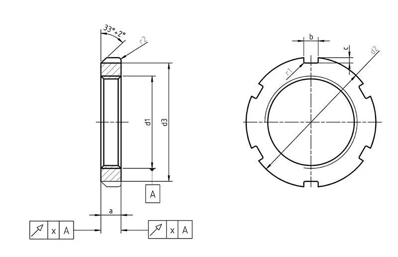 Stainless Steel SS304 SS316 Grooved Nut DIN 70852