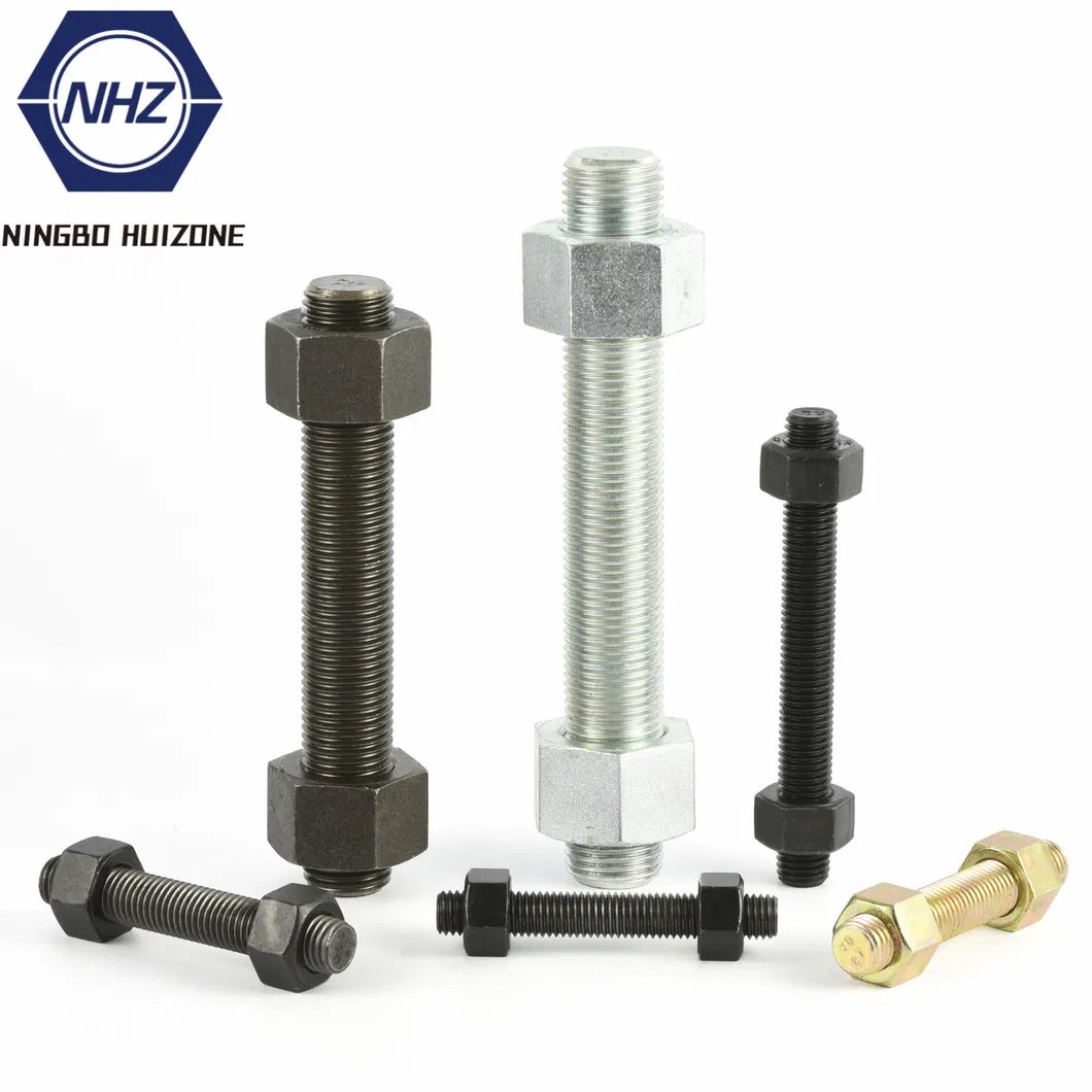 Stud Bolt ASTM A193 Gr B7m with 2 Heavy Hex Nuts ASTM A194 Gr 2hm, Zinc Phosphated Coating
