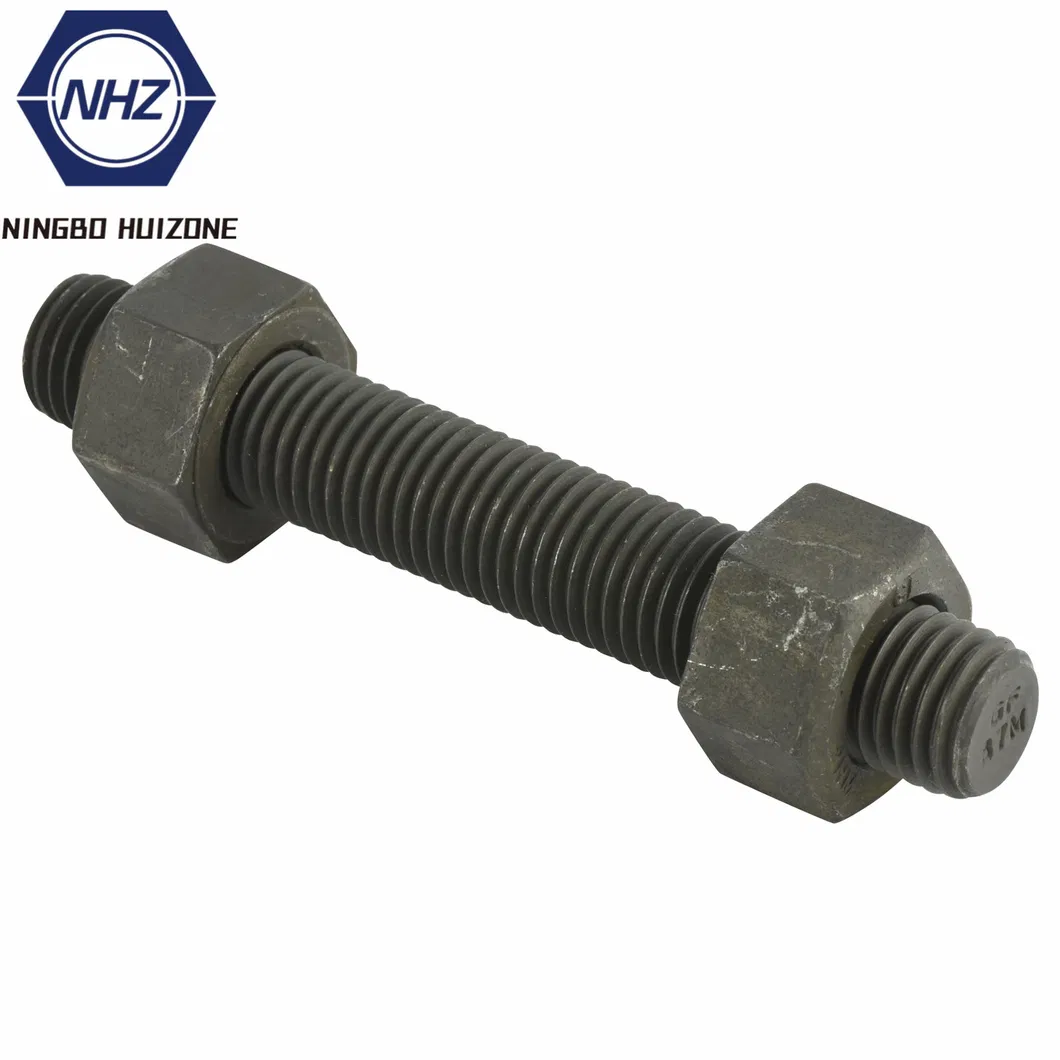 Stud Bolt ASTM A193 Gr B7m with 2 Heavy Hex Nuts ASTM A194 Gr 2hm, Zinc Phosphated Coating